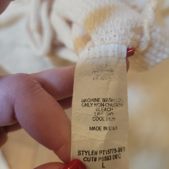 Papermoon Cream Crinkle Knit Tie Front Cropped Cardigan Lettuce Trim Size L - Picture 5 of 5